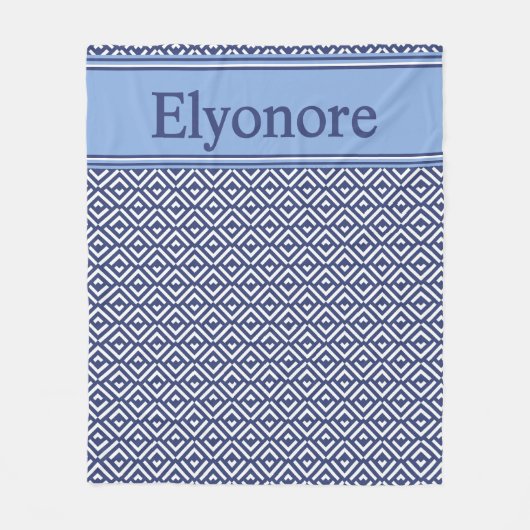 Navy Geometric Chevron Name Design Fleece Deken (Voorkant)