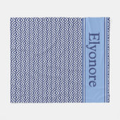 Navy Geometric Chevron Name Design Fleece Deken (Voorkant (Horizontaal))