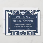 Navy Geometric Sla de datumkaarten op Save The Date (Voorkant)