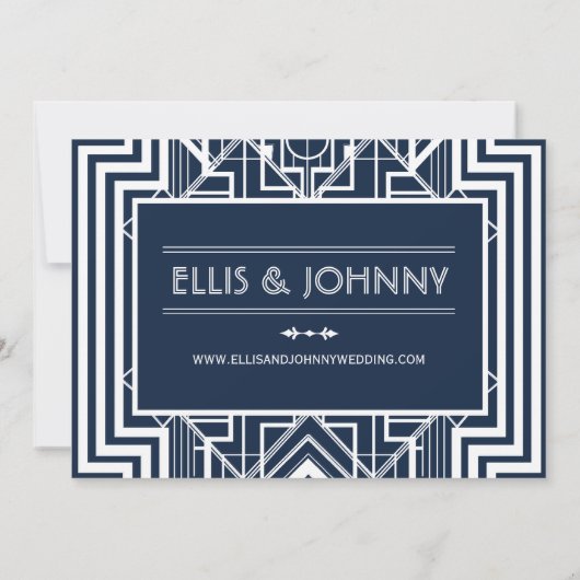 Navy Geometric Sla de datumkaarten op Save The Date (Achterkant)