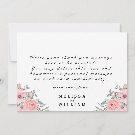 Navy Geometrisch Koper Bloemen Bruiloft Bedankkaart (Achterkant)