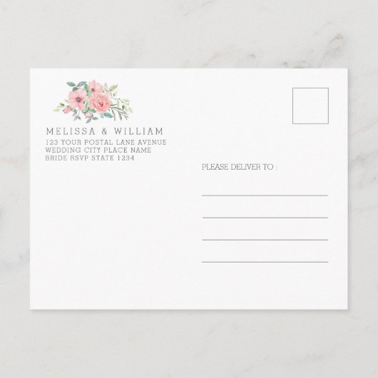 Navy Geometrisch Koper Bloemen Bruiloft Uitnodiging Briefkaart (Achterkant)