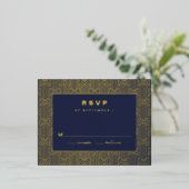 Navy Geometrische RSVP-kaart Folie Uitnodiging Briefkaart (Staand Voorkant)