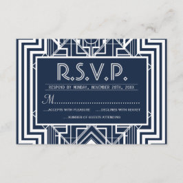 Navy Geometrische RSVP-kaarten RSVP Kaartje