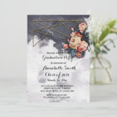 Navy GEOMETRISCHE WATERVERF Afstudeerfeest Kaart (Staand voorkant)