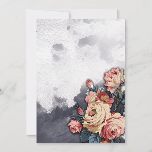 Navy GEOMETRISCHE WATERVERF Afstudeerfeest Kaart (Achterkant)