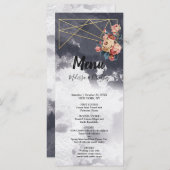 Navy GEOMETRISCHE WATERVERF Bruiloft Menu (Voorkant / Achterkant)