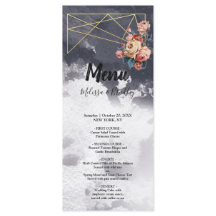 Navy GEOMETRISCHE WATERVERF Bruiloft Menu