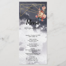 Navy GEOMETRISCHE WATERVERF Bruiloft Menu
