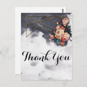 Navy GEOMETRISCHE WATERVERF Dank u Briefkaart (Voorkant / Achterkant)