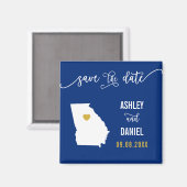 Navy Georgia Wedding Save the Date Map Magneet (Voorkant / Achterkant)