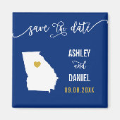 Navy Georgia Wedding Save the Date Map Magneet (Voorkant)