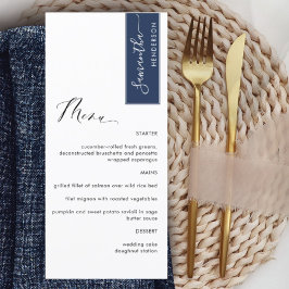 Navy, gepersonaliseerd met gastnaam Elegant Menu