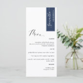Navy, gepersonaliseerd met gastnaam Elegant Menu (Staand voorkant)