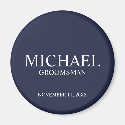 Navy Gepersonaliseerde Groomsman's Naam en Monogra Magneet (Voorkant)