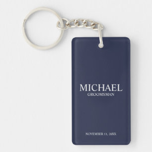 Navy Gepersonaliseerde Groomsman's Naam en Monogra Sleutelhanger