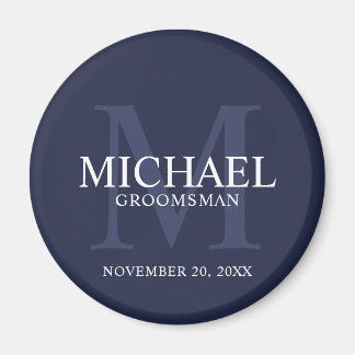 Navy Gepersonaliseerde Groomsmen's naam en monogra Magneet