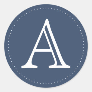 Navy gepersonaliseerde monogram ronde Stickers