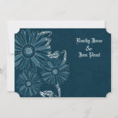 Navy Gerber Daisy Wedding Invite Kaart (Achterkant)