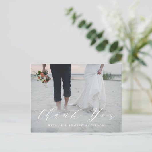 Navy geschilderd + script foto dank u briefkaart (Staand voorkant)