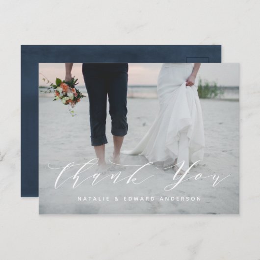 Navy geschilderd + script foto dank u briefkaart (Voorkant / Achterkant)