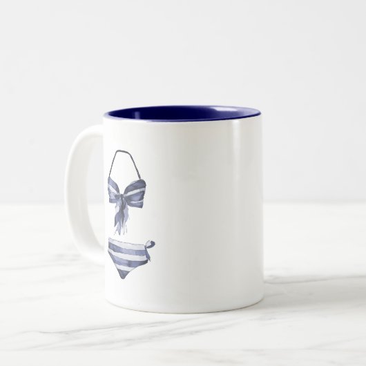 Navy Gestreepte Badpak Bikini & Trunks Mok (Voorkant links)