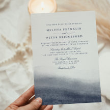 Navy getijden bruiloft uitnodiging w / gestreepte 