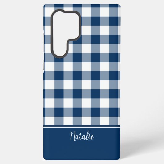 Navy Gingham Check MagSafe Tough Samsung Galaxy Hoesje (Achterkant)