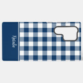 Navy Gingham Check MagSafe Tough Samsung Galaxy Hoesje (Achterkant horizontaal)
