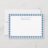 Navy Gingham Check Personal Stationery Note Kaart (Voorkant)