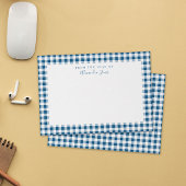 Navy Gingham Check Personal Stationery Note Kaart