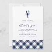 Navy Gingham | kreeftenbakkersverlovingsfeest Kaart (Voorkant)