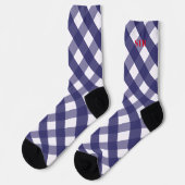 Navy Gingham Monogrammed Pattern Socks Sokken (Links)