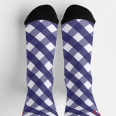 Navy Gingham Monogrammed Pattern Socks Sokken (Top)