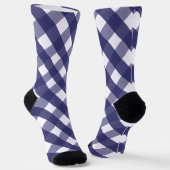 Navy Gingham Monogrammed Pattern Socks Sokken (Gebogen)