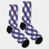 Navy Gingham Monogrammed Pattern Socks Sokken (Rechts)