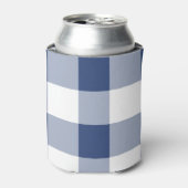 Navy Gingham Pattern Blikjeskoeler (Blikje Voorkant)