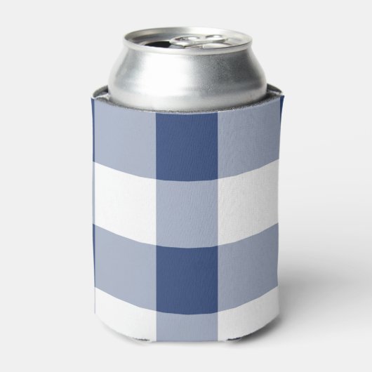 Navy Gingham Pattern Blikjeskoeler (Blikje Voorkant)