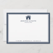 Navy Gingham Personalized Real Estate Agent Flat Notitiekaartje (Voorkant)