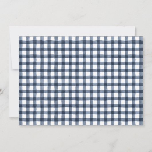 Navy Gingham Personalized Real Estate Agent Flat Notitiekaartje (Achterkant)