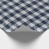Navy Gingham Pset Holiday Cadeaupapier (Hoek)