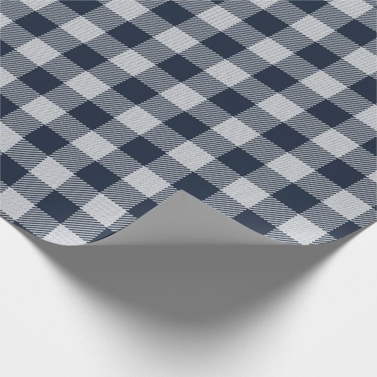 Navy Gingham Pset Holiday Cadeaupapier (Hoek)