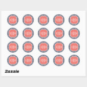 Navy Gingham Ronde Sticker (Vel)