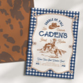 Navy Gingham Rope Rodeo Invitation Kaart