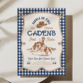Navy Gingham Rope Rodeo Invitation Kaart