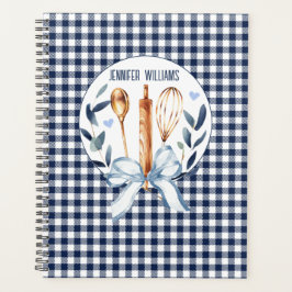 Navy Gingham Utsensils Cooking Bakery Planner