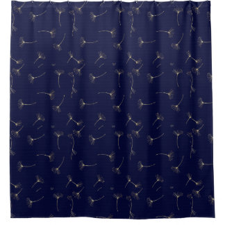 Navy Ginkgo Shower Curtain Douchegordijn