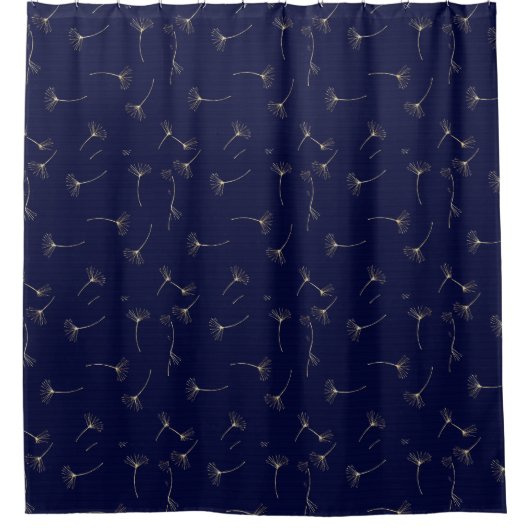 Navy Ginkgo Shower Curtain Douchegordijn (Voorkant)