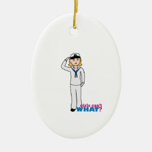 Navy Girl in Sailor Uniform Keramisch Ornament