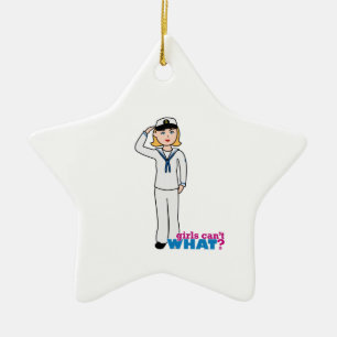 Navy Girl in Sailor Uniform Keramisch Ornament